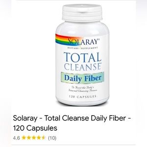Solaray total cleanse Sealed bottle Daily fiber 120 capsules